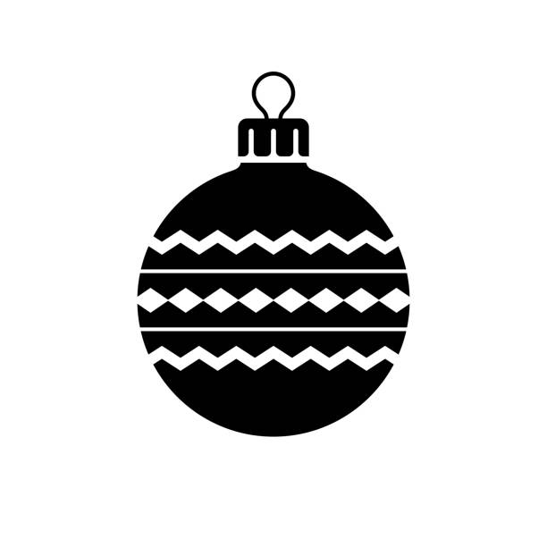Christmas ball icon. Black, minimalist icon isolated on white background. Christmas ball simple silhouette. Web site page and mobile app design vector element.